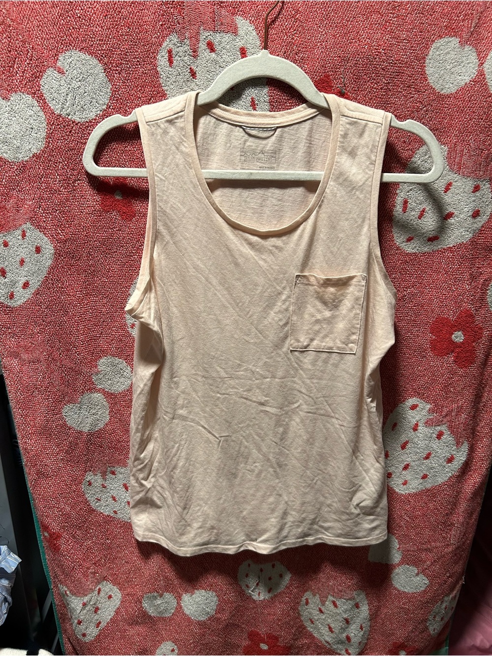 Patagonia Mainstay Slub Knit Pocket Tank Top Peach Pink S